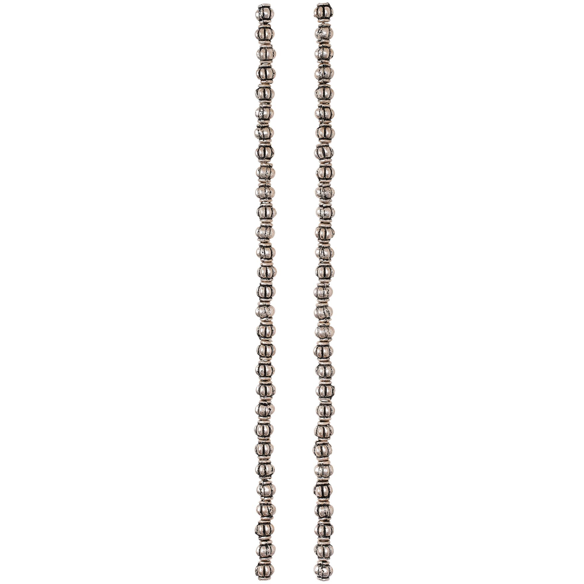 Antique Silver Melon Metal Rondelle Beads, 4mm by Bead Landing™